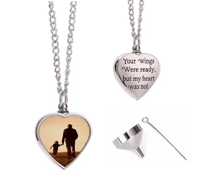 Heart Ashes Holder Necklace Sublimation Blank – Customizable Memorial Jewelry - KT SUBLIMATION, DTF AND MORE LLC