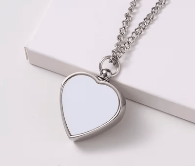Heart Ashes Holder Necklace Sublimation Blank – Customizable Memorial Jewelry - KT SUBLIMATION, DTF AND MORE LLC