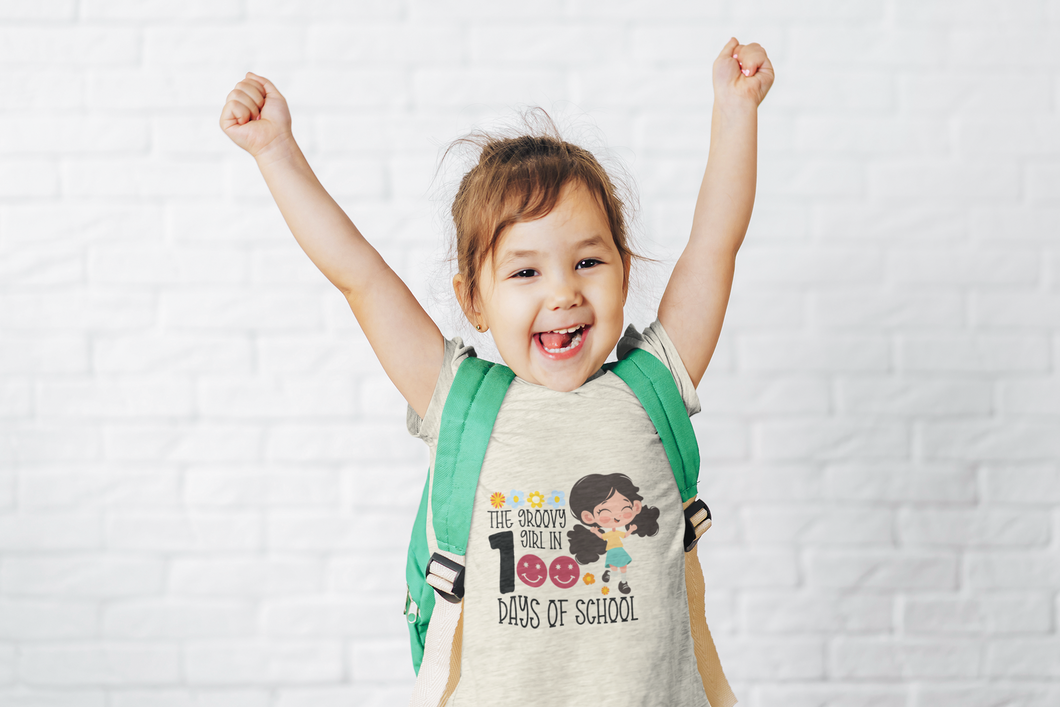 The groovy girl in 100 days of school DTF