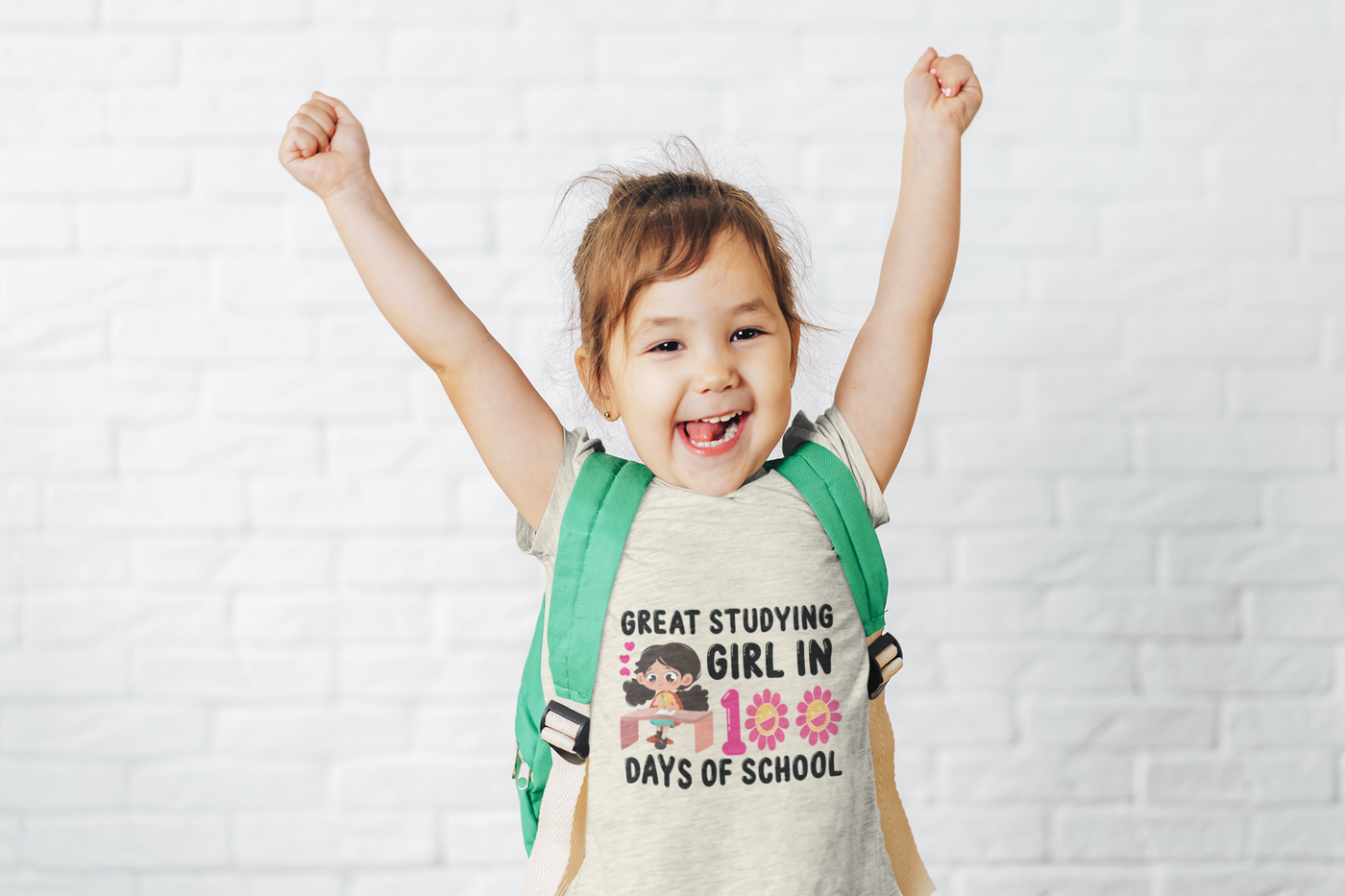 Great studying girl in 100 days of school DTF
