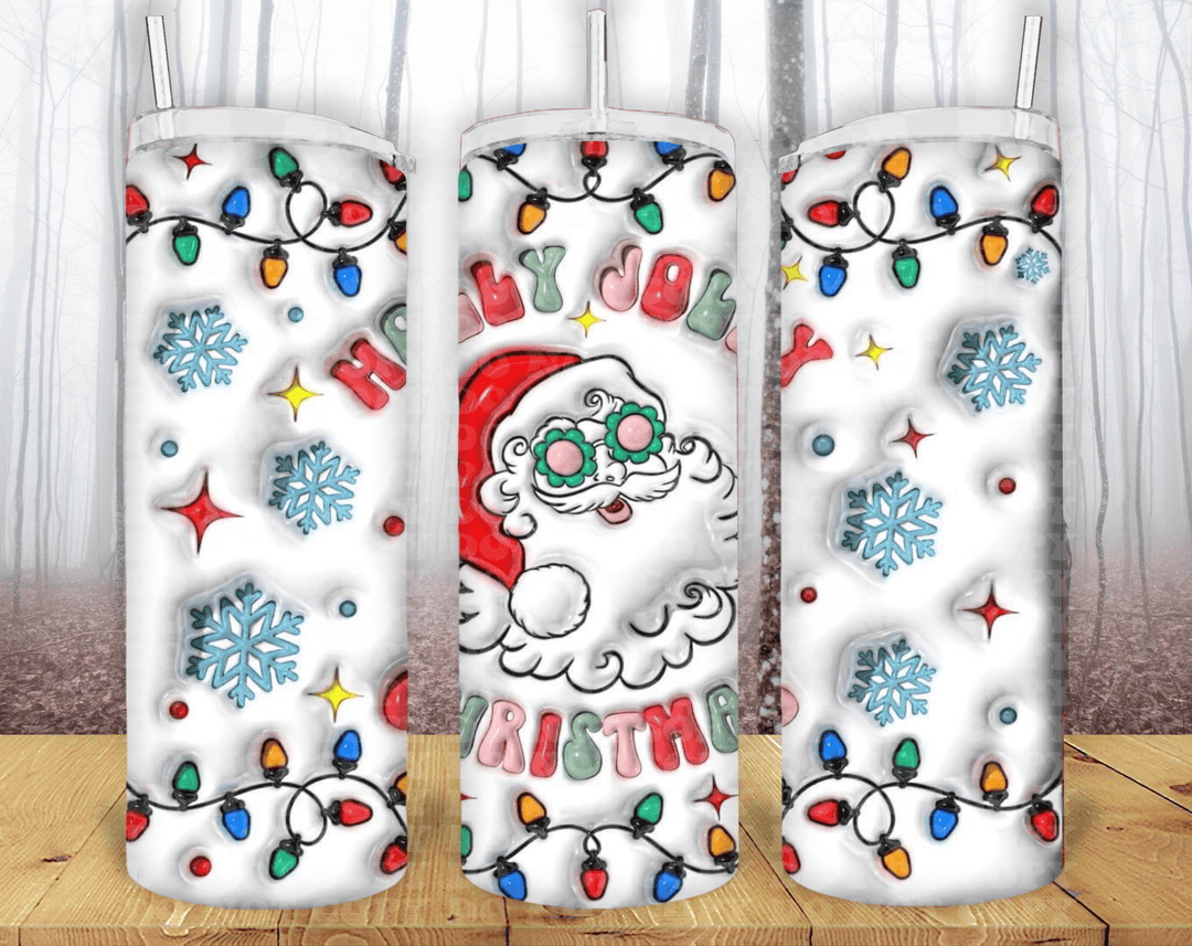 Holly Jolly Christmas 20oz Tumbler Sublimation Print – Festive & Cheerful Design 🎄🎅 - KT SUBLIMATION, DTF AND MORE LLC