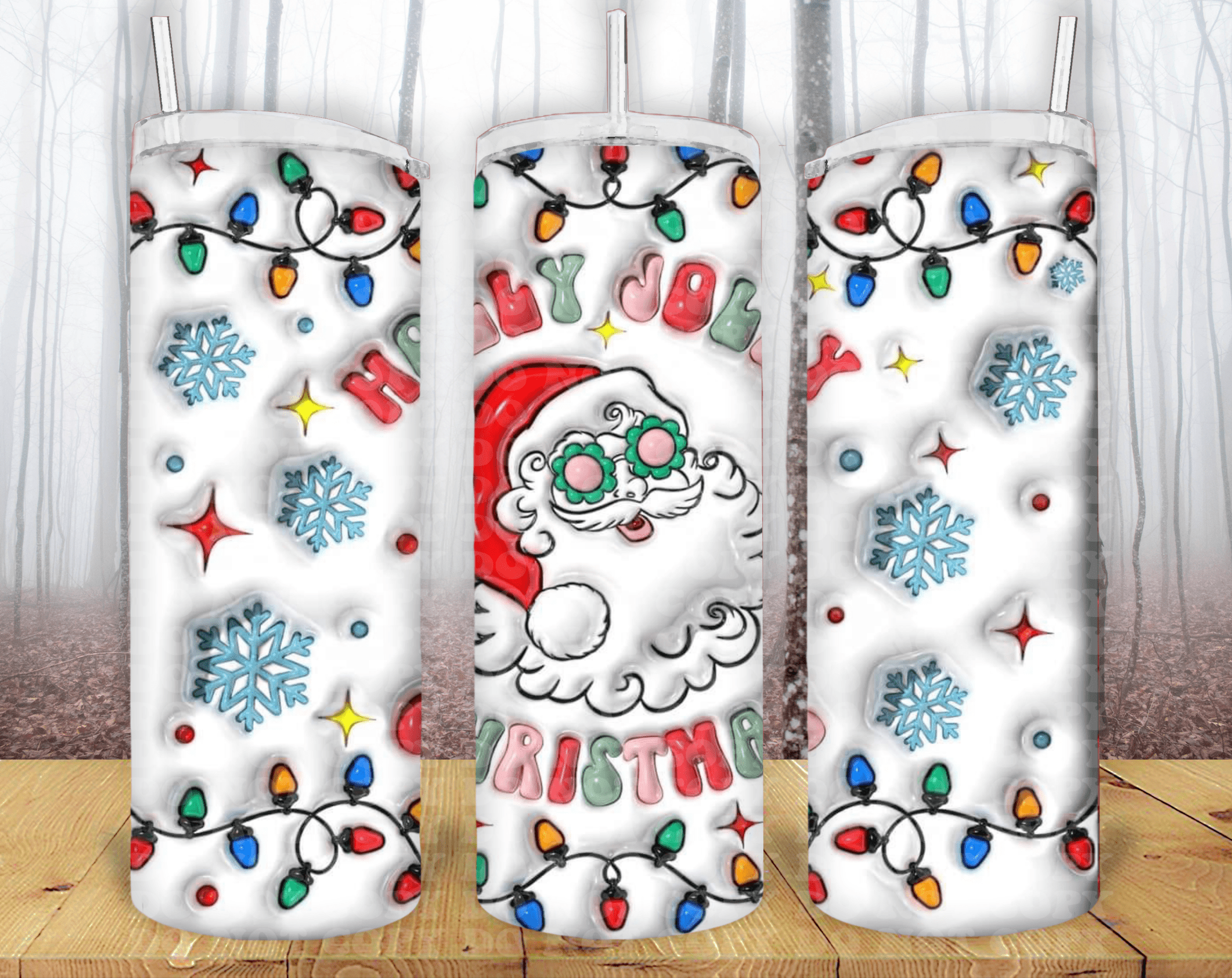 Holly Jolly Christmas 20oz Tumbler Sublimation Print – Festive & Cheerful Design 🎄🎅 - KT SUBLIMATION, DTF AND MORE LLC