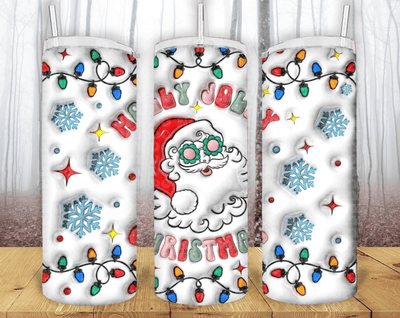 Holly Jolly Christmas 20oz Tumbler Sublimation Print – Festive & Cheerful Design 🎄🎅 - KT SUBLIMATION, DTF AND MORE LLC