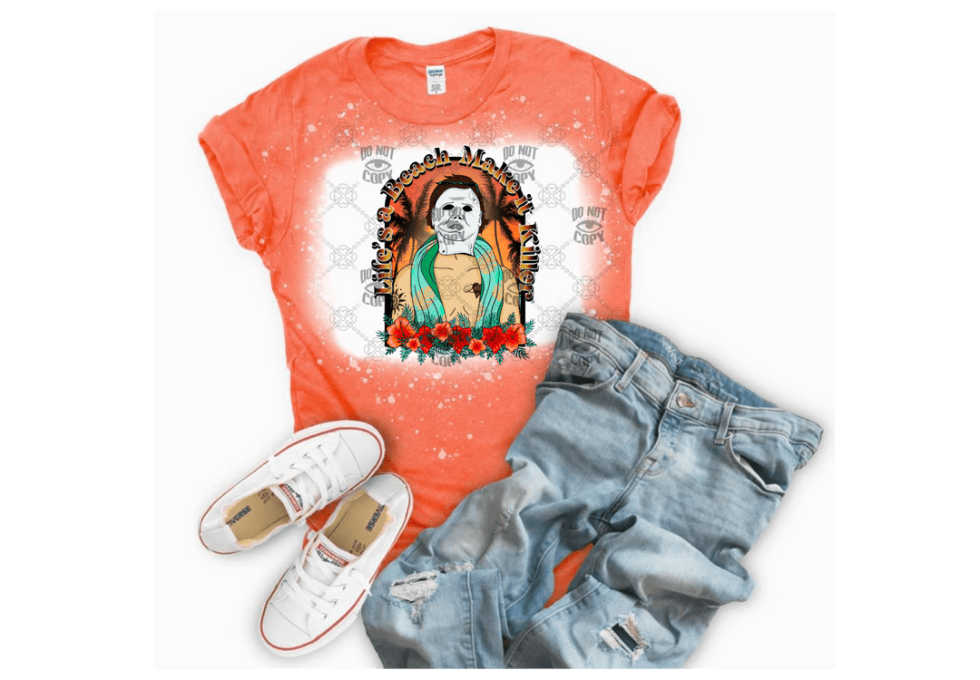 Horror Summer Life’s a Beach DTF ready to press transfer - KT SUBLIMATION, DTF AND MORE LLC