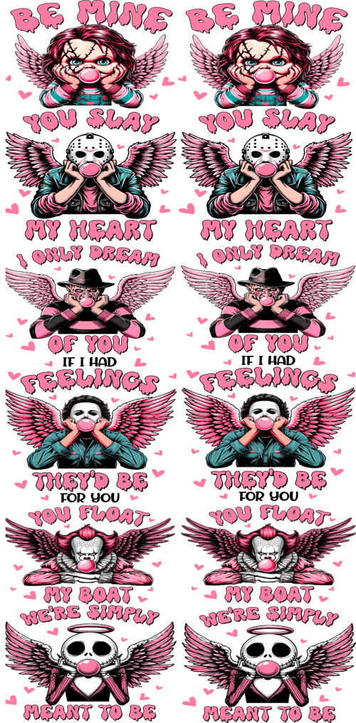 Horror Valentine Pre - Made Gang Sheet DTF | Spooky & Romantic | Ready - to - Press - KT SUBLIMATION, DTF AND MORE LLC