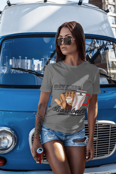 Hot mess always Stress Baseball Mama Black DTF - KT SUBLIMATION, DTF AND MORE LLC