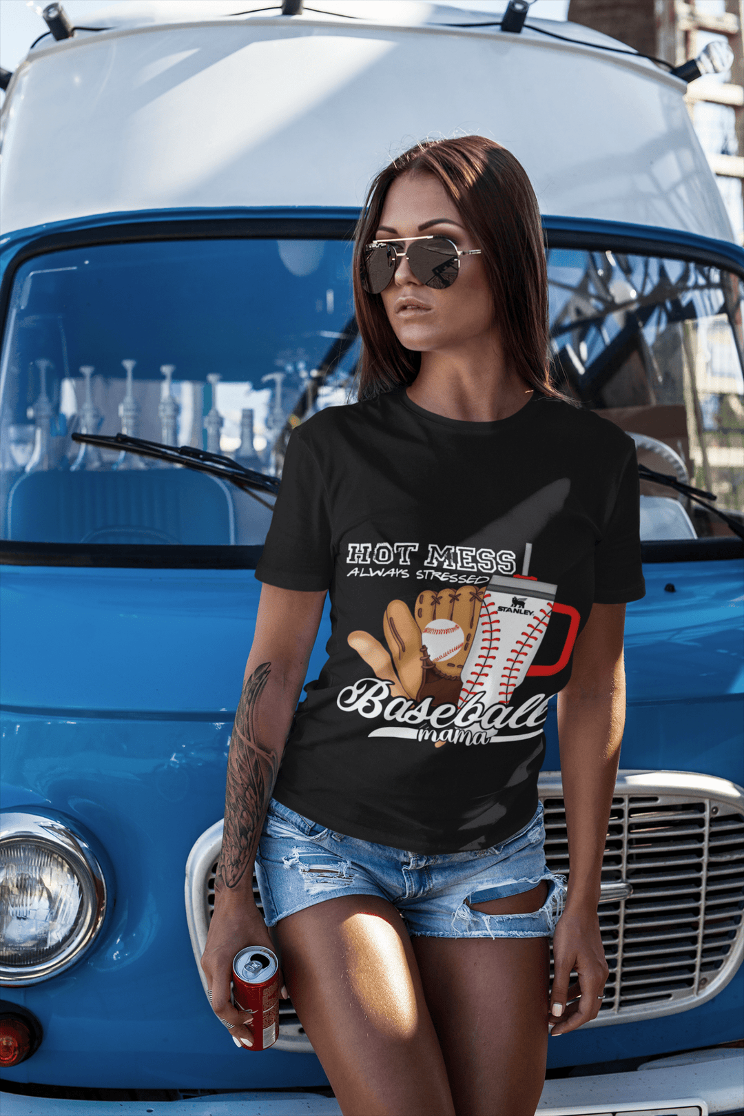 Hot mess always Stress Baseball Mama White DTF - KT SUBLIMATION, DTF AND MORE LLC