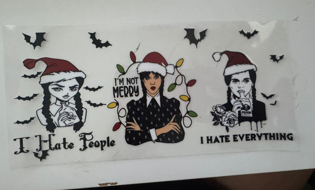 I hate people Christmas 16oz UV Wrap - KT SUBLIMATION, DTF AND MORE LLC
