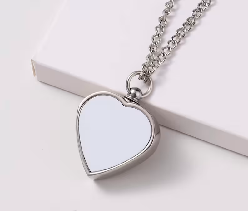 Heart Ashes Holder Necklace Sublimation Blank – Customizable Memorial Jewelry