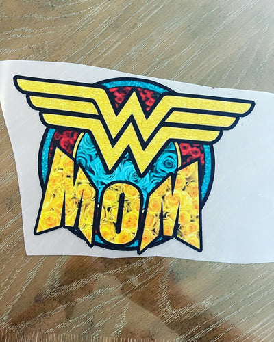Super Mom DTF ready to press transfer.