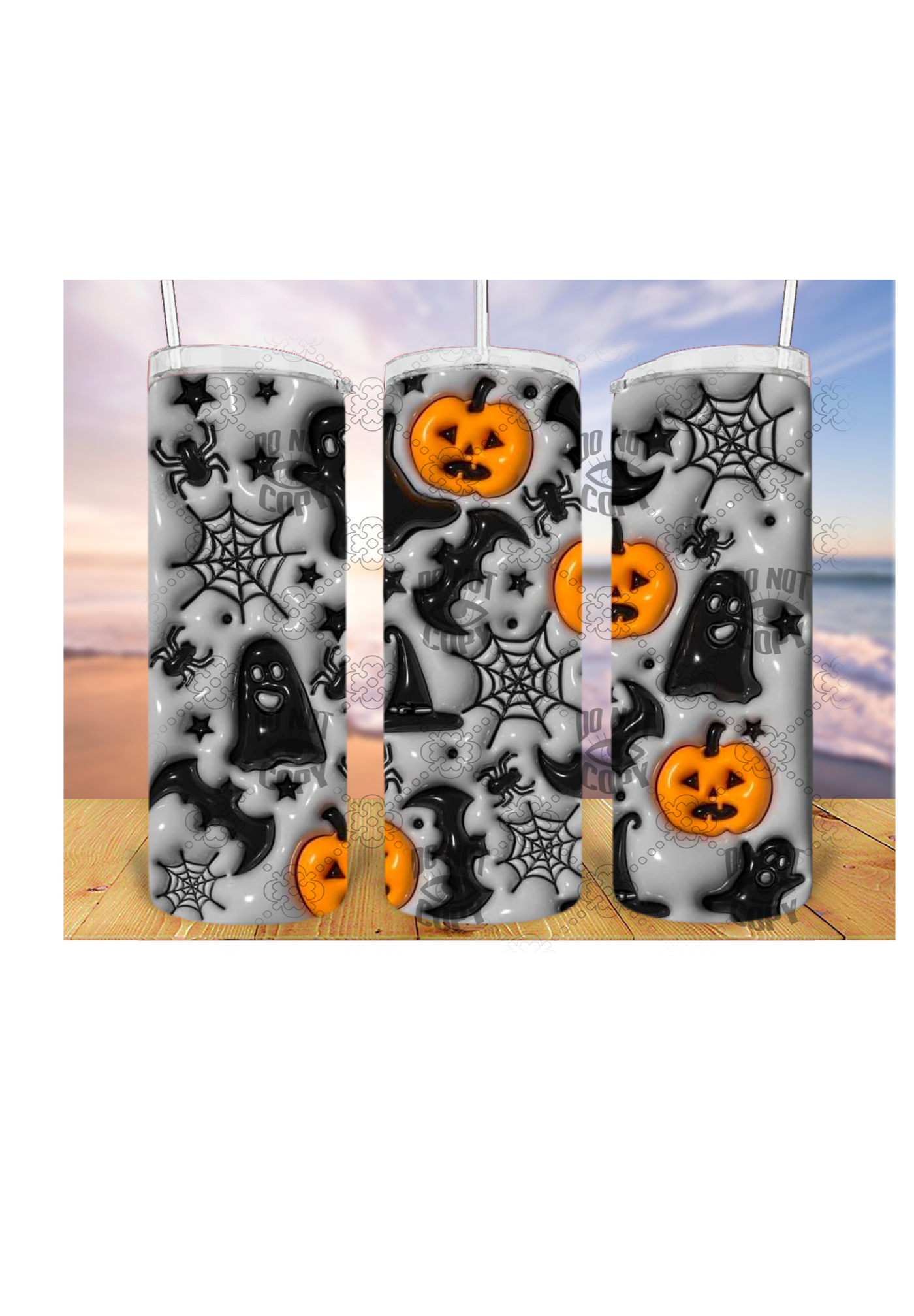 Bats, Ghost and pumpkin 3D 20oz Tumbler Sublimation Print