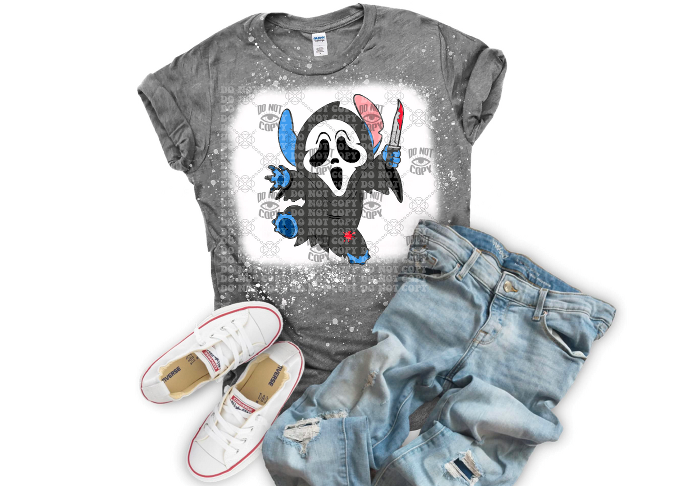 Ghost Face Stitch DTF ready to press transfer