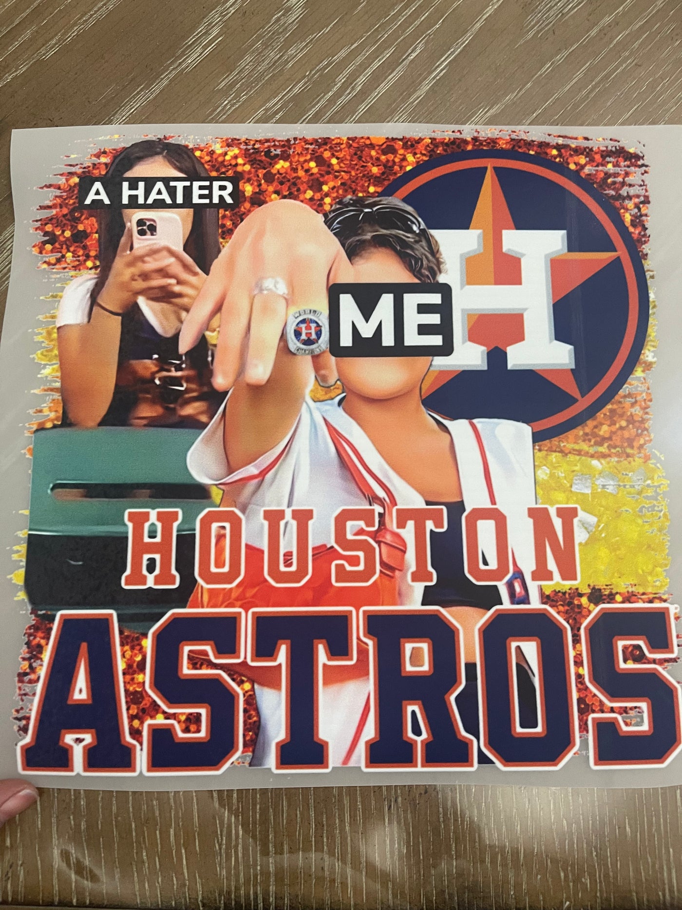 A hater, Me glitter effect Baseball DTF ready to press transfer
