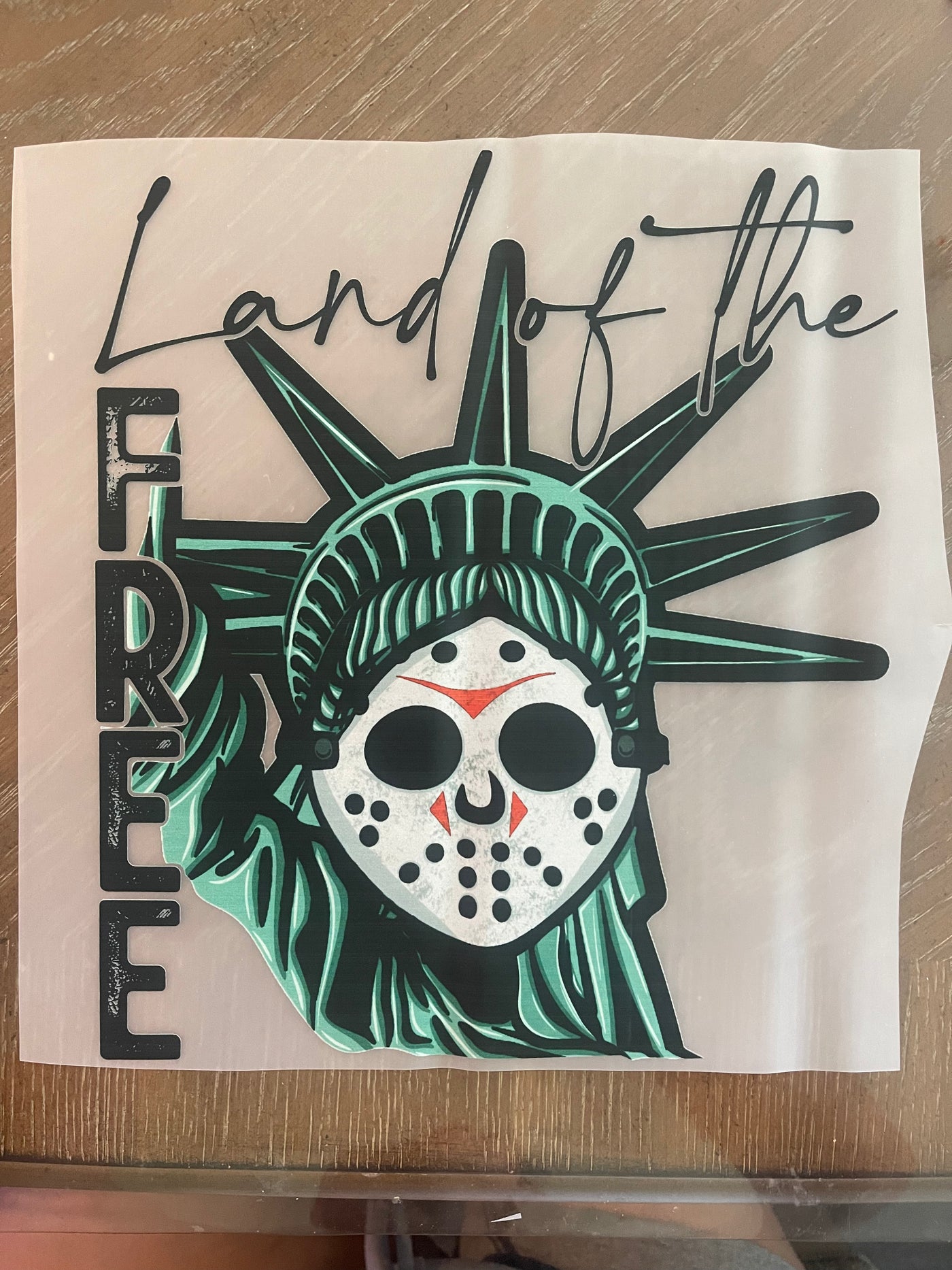 Horror Land of the Freedom DTF ready to press transfer