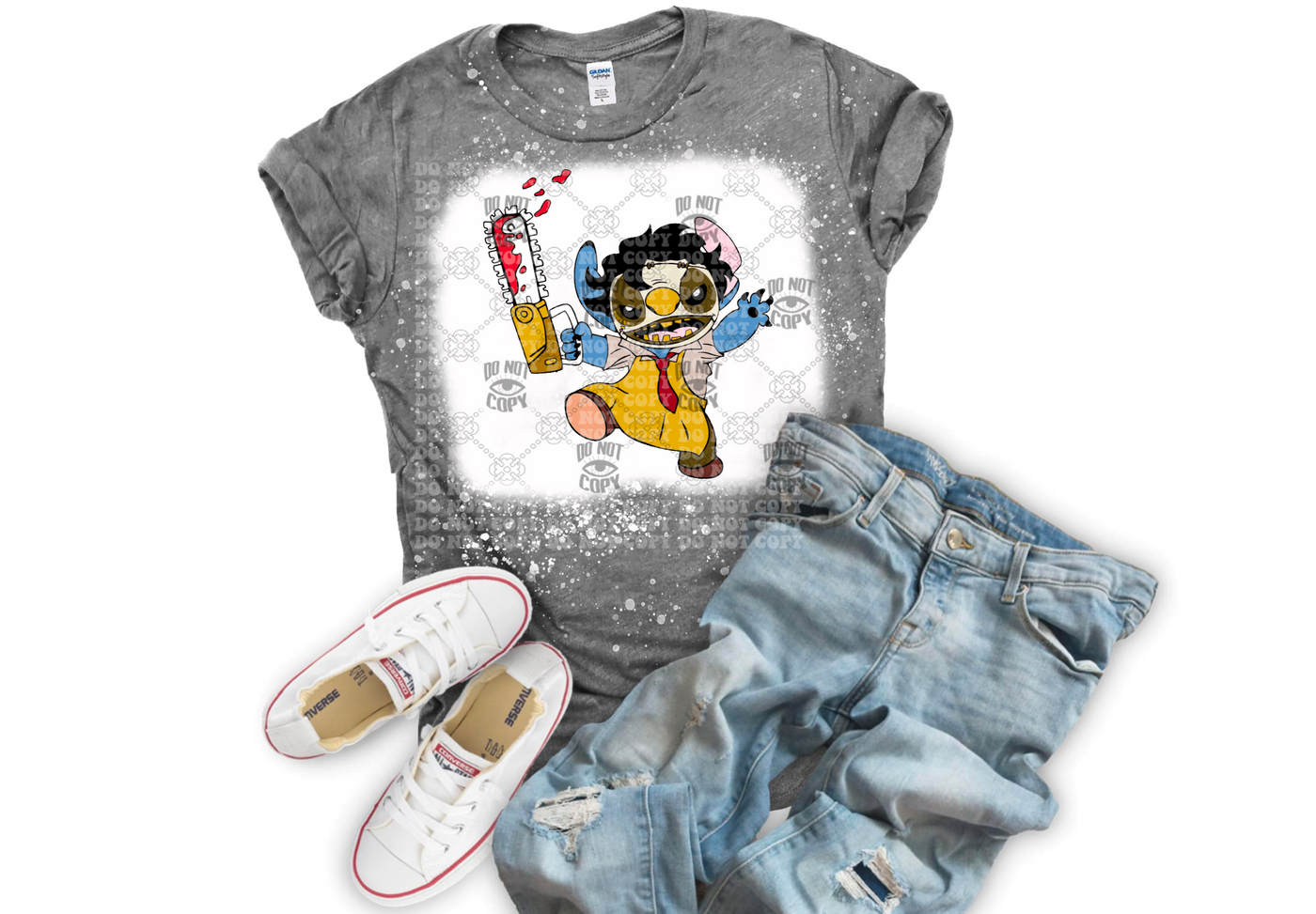 Leatherface stitch DTF ready to press transfer