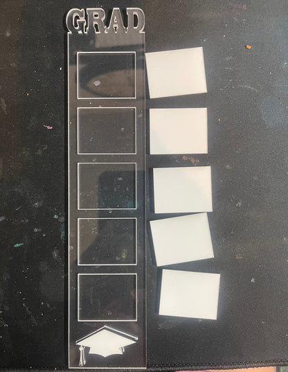 Graduation  5 small pictures 10x2” frame