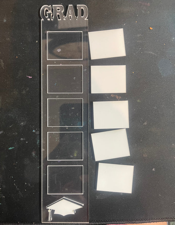 Graduation  5 small pictures 10x2” frame