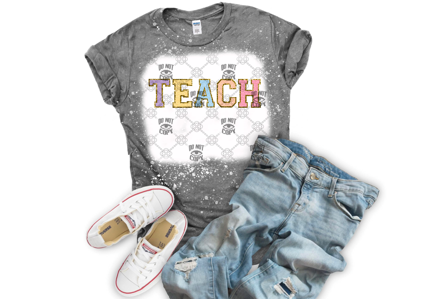 Teach Faux Embroidery DTF ready to press transfer