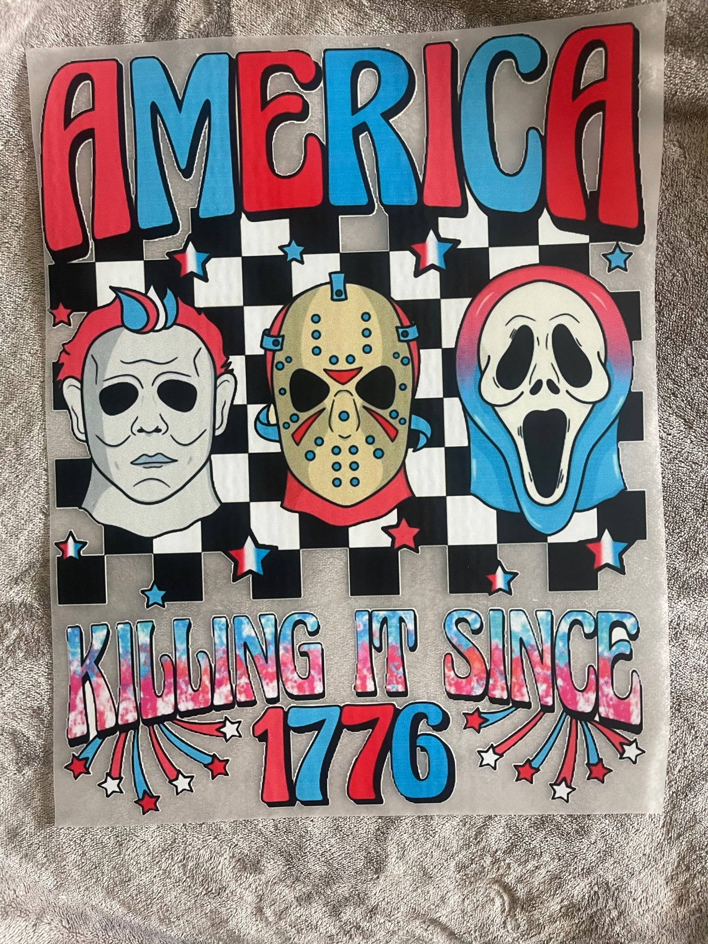 Horror America Killing it since 1776 DTF ready to press transfer