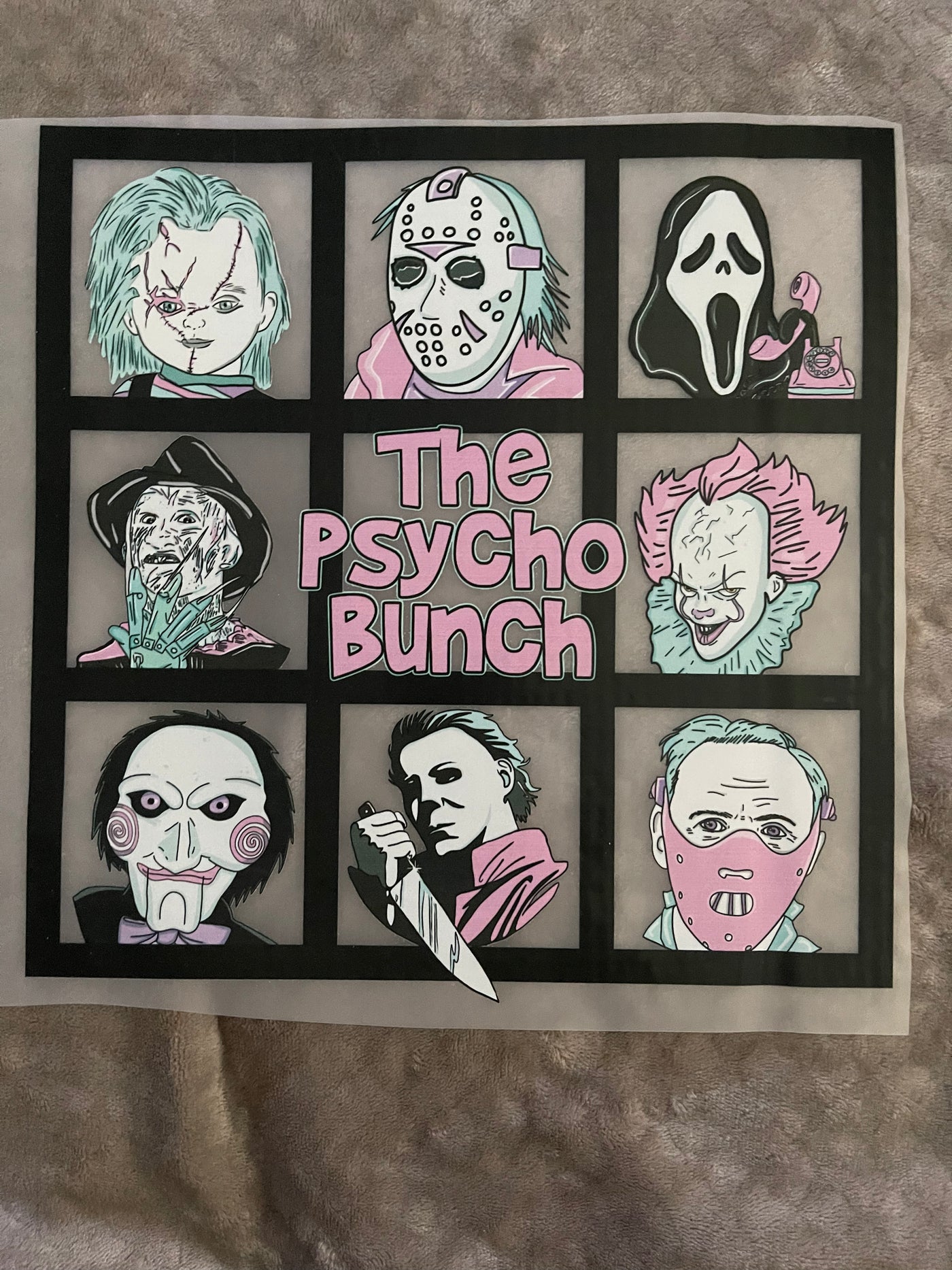 Horror the Psycho Bunch DTF  ready to press transfer
