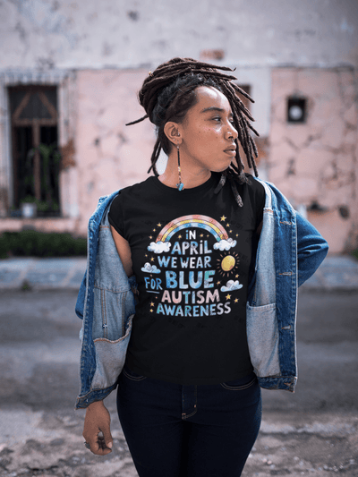 In April We Wear Blue for Autism Awareness DTF Transfer – Ready - to - Press Advocacy Design - KT SUBLIMATION, DTF AND MORE LLC