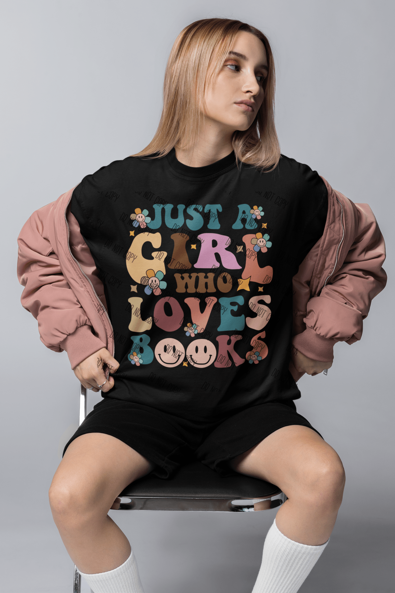 "Just a Girl Who Loves Books" – DTF Transfer for Book Lovers | Cute & Empowering Design for Readers
