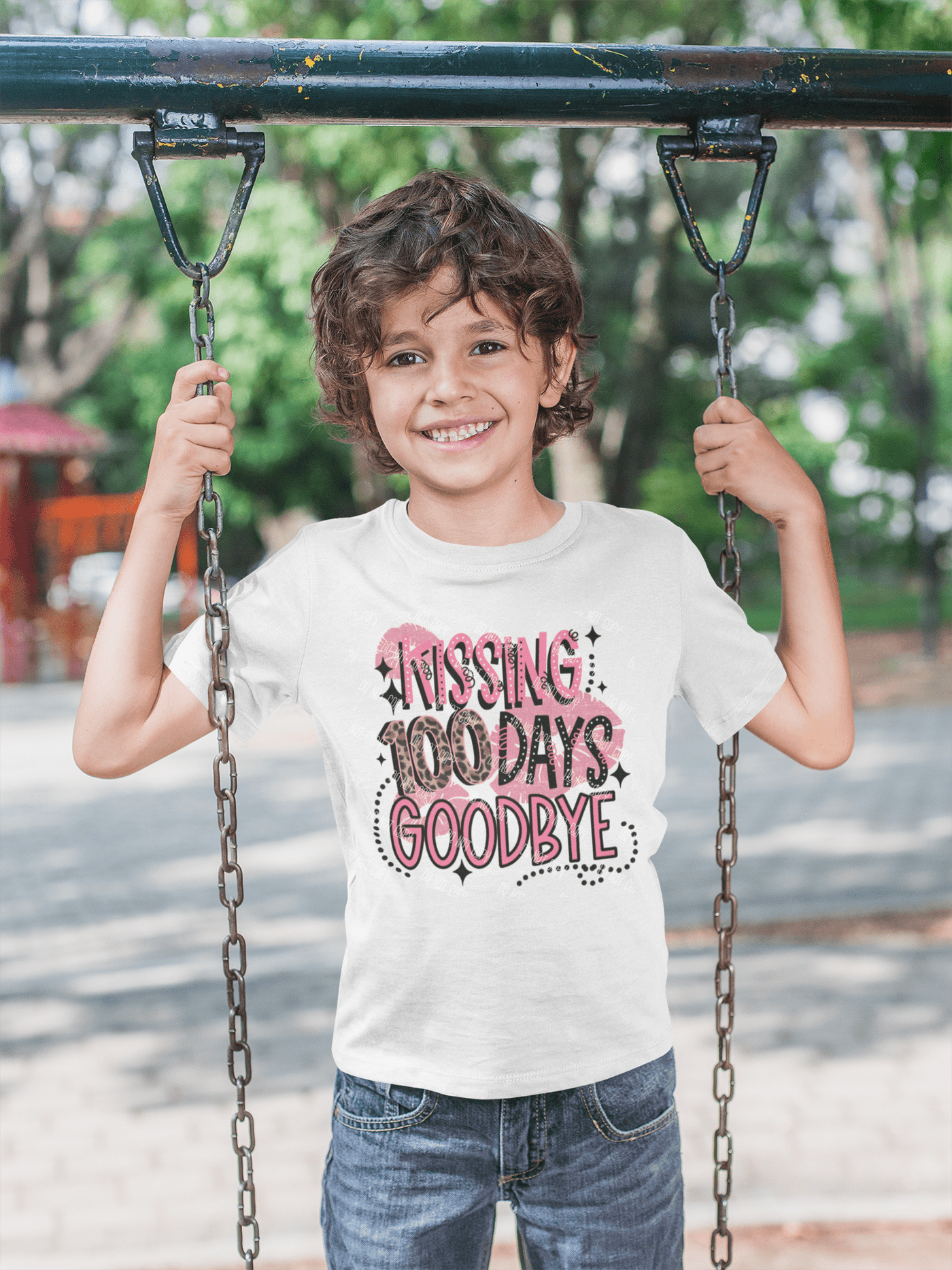 Kissing 100 Days Goodbye DTF Transfer – Fun & Festive School Milestone Print - KT SUBLIMATION, DTF AND MORE LLC
