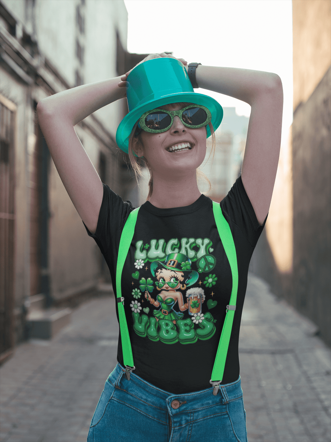 Lucky Vibes Betty Boop DTF Transfer – Retro, Bold & Vibrant Print for Custom Apparel - KT SUBLIMATION, DTF AND MORE LLC