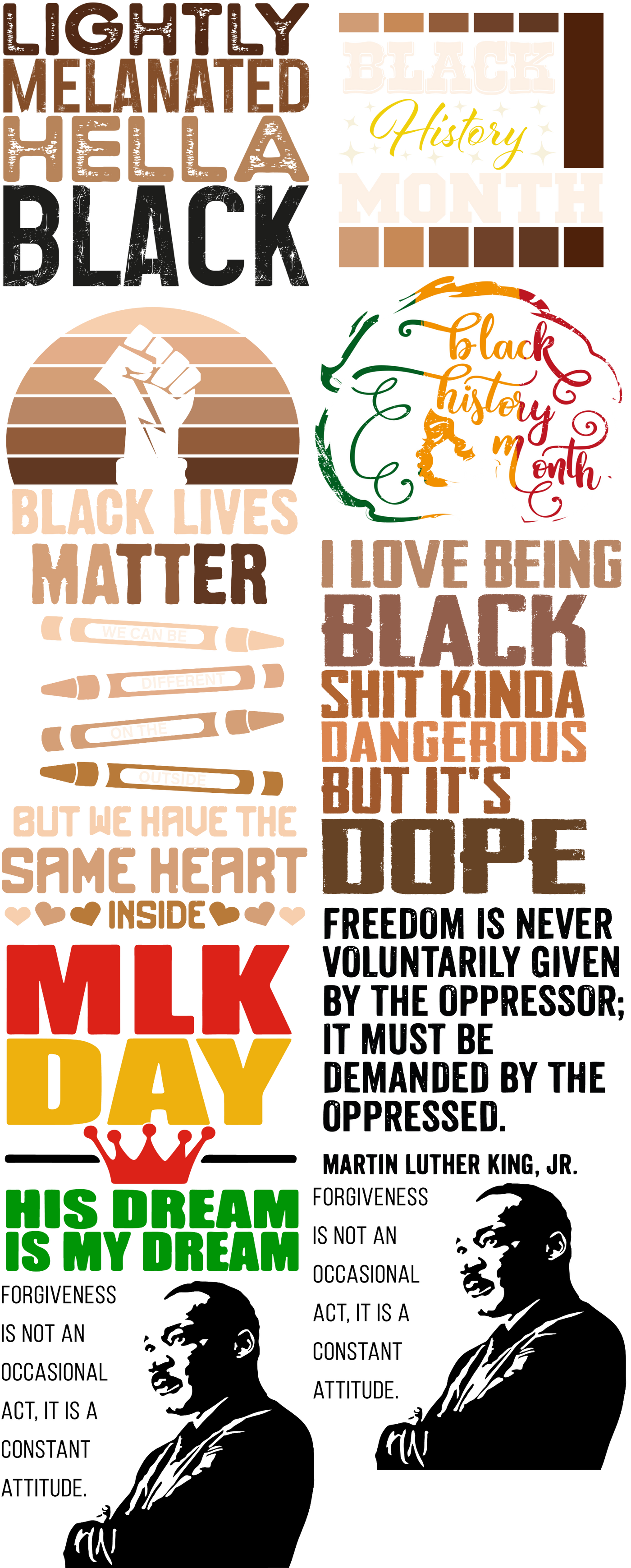 MLK Pre-Made Gang Sheet DTF | Ready-to-Press | Celebrate Martin Luther King Jr.