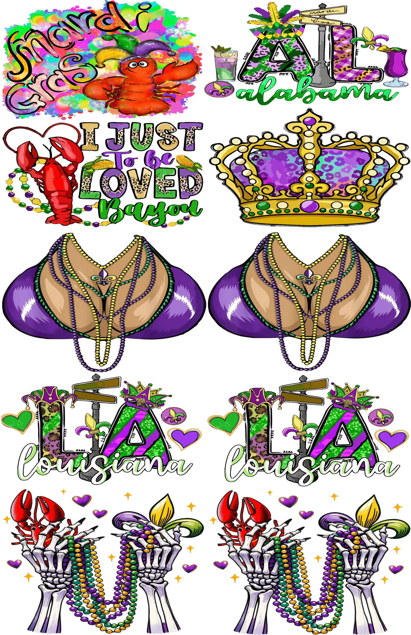 Mardi Gras Pre - Made Gang Sheet DTF | Ready - to - Press | Vibrant & Customizable Designs - KT SUBLIMATION, DTF AND MORE LLC