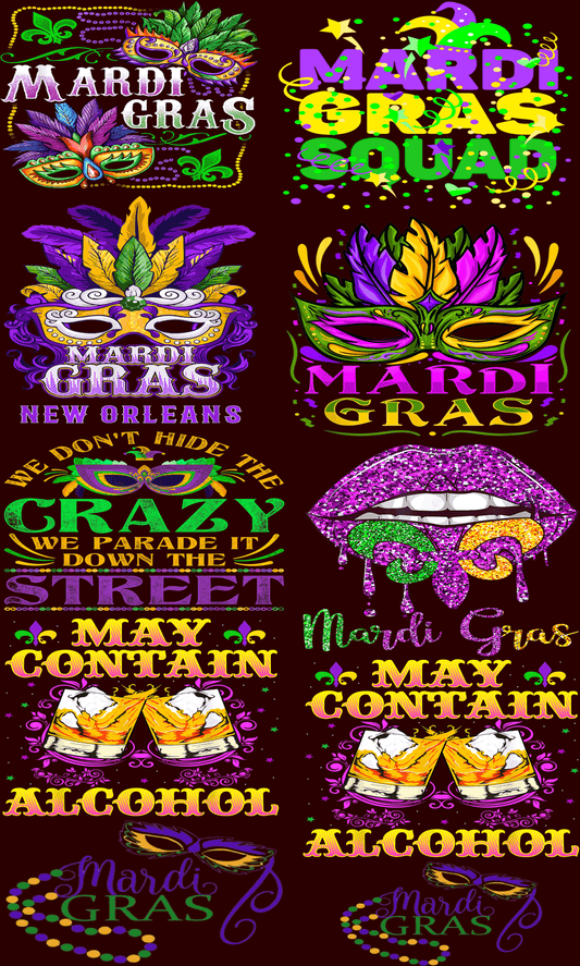 Mardi Gras Pre - Made Gang Sheet DTF | Ready - to - Press | Vibrant & Customizable Designs - KT SUBLIMATION, DTF AND MORE LLC