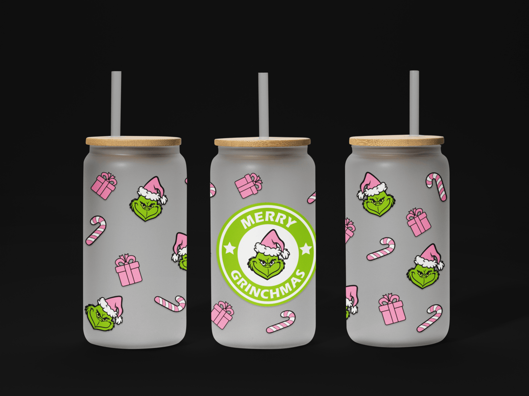 Merry Grinchmas 16oz UV DTF Wrap – Festive Holiday Cup Transfer, Ready to Apply - KT SUBLIMATION, DTF AND MORE LLC