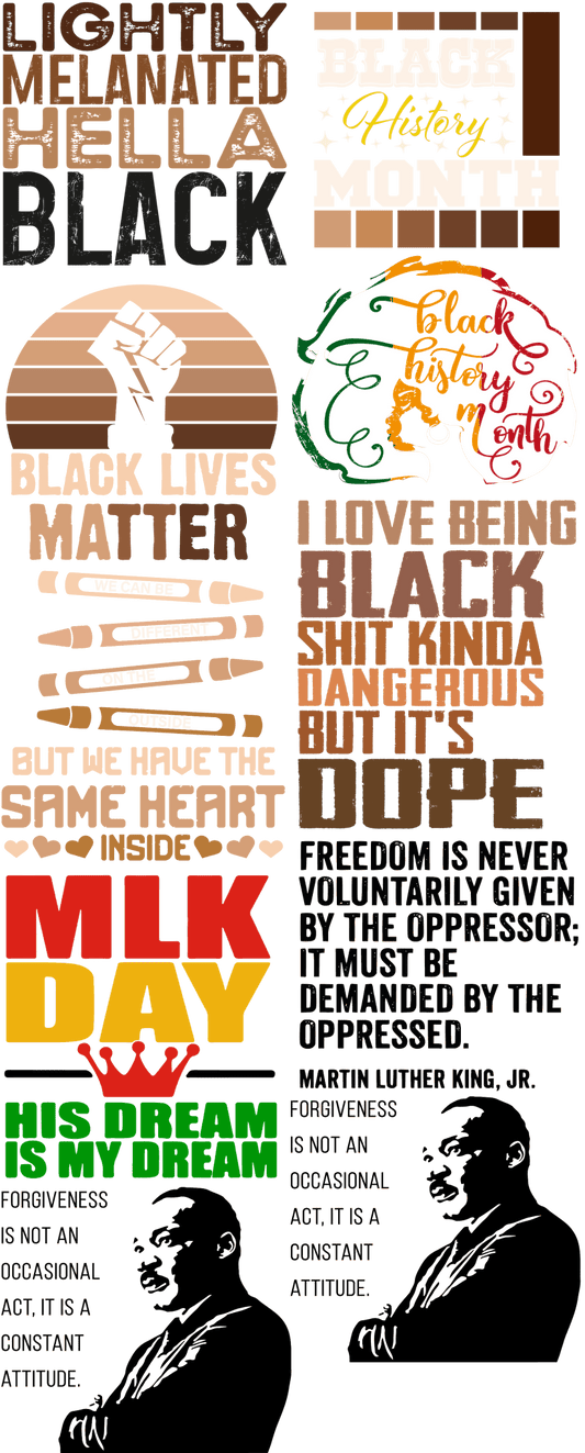 MLK Pre - Made Gang Sheet DTF | Ready - to - Press | Celebrate Martin Luther King Jr. - KT SUBLIMATION, DTF AND MORE LLC