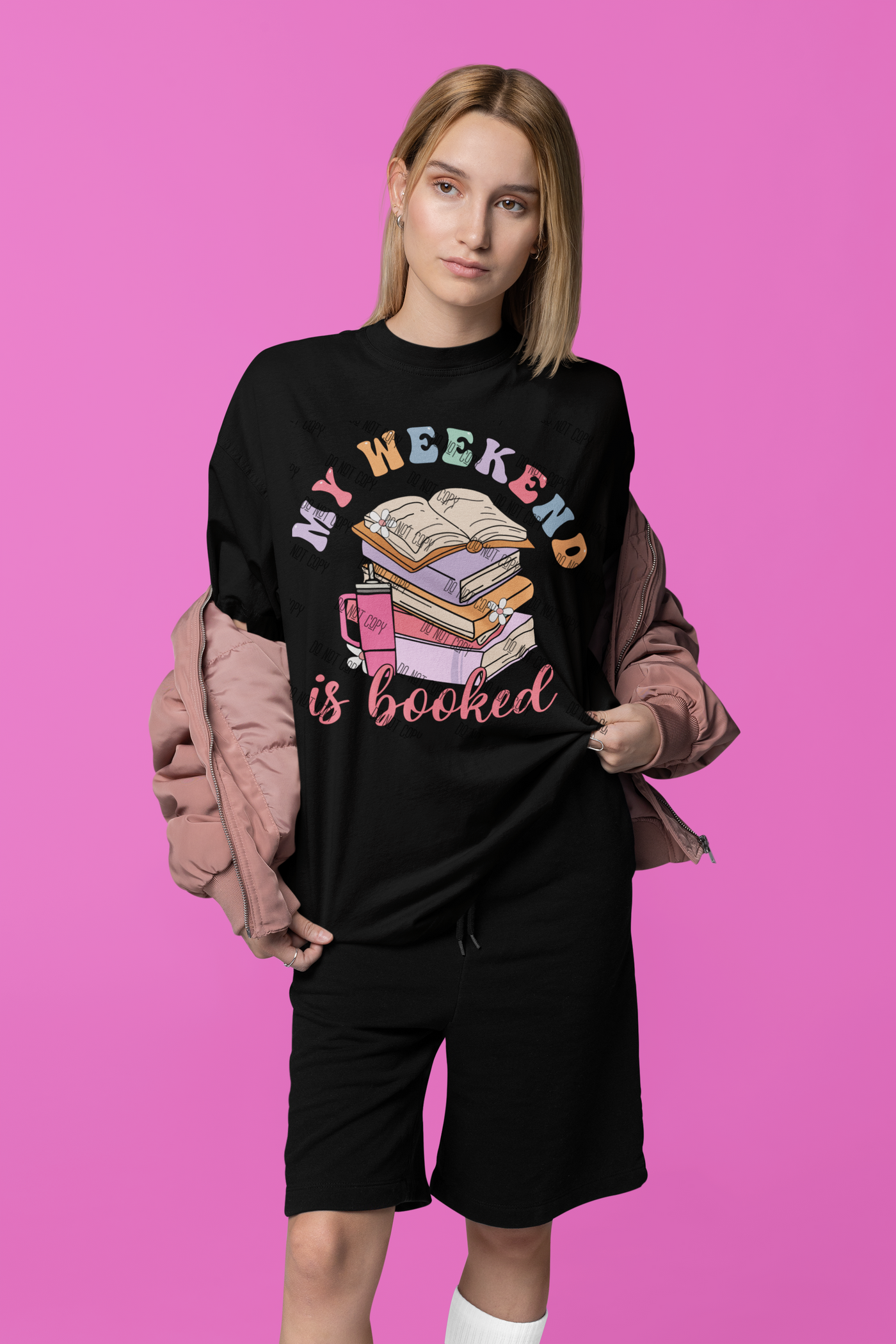 "My Weekend is Booked" – DTF Transfer for Book Lovers | Fun & Relaxed Design for Bibliophiles