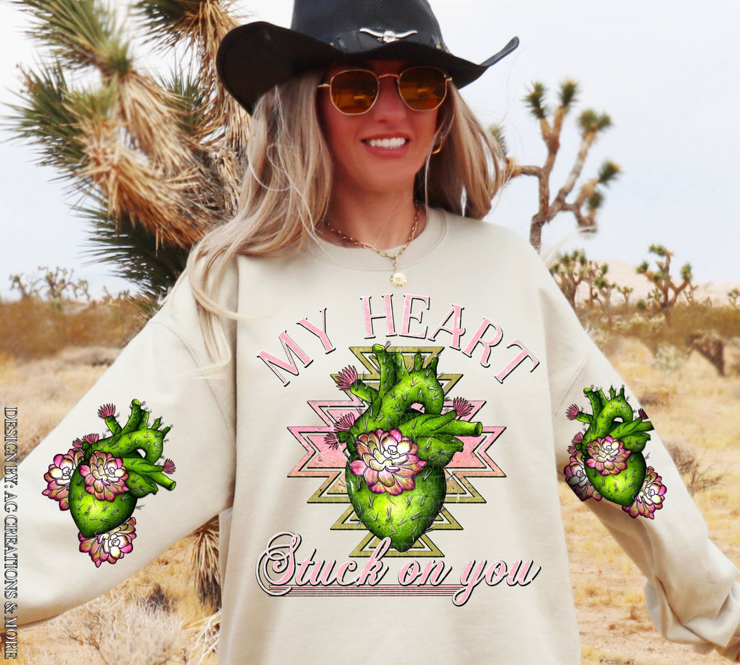 My heart stuck on you and sleeves DTF - KT SUBLIMATION, DTF AND MORE LLC