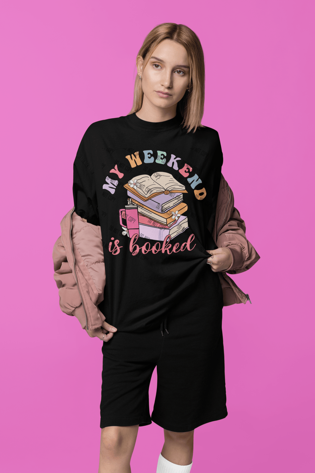 "My Weekend is Booked" – DTF Transfer for Book Lovers | Fun & Relaxed Design for Bibliophiles - KT SUBLIMATION, DTF AND MORE LLC