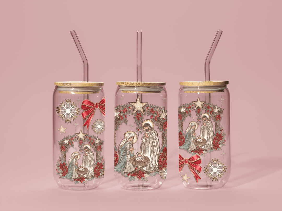 Noel 16oz UV DTF Libbey Wrap – Festive Holiday Glass Wrap for Christmas Drinkware - KT SUBLIMATION, DTF AND MORE LLC