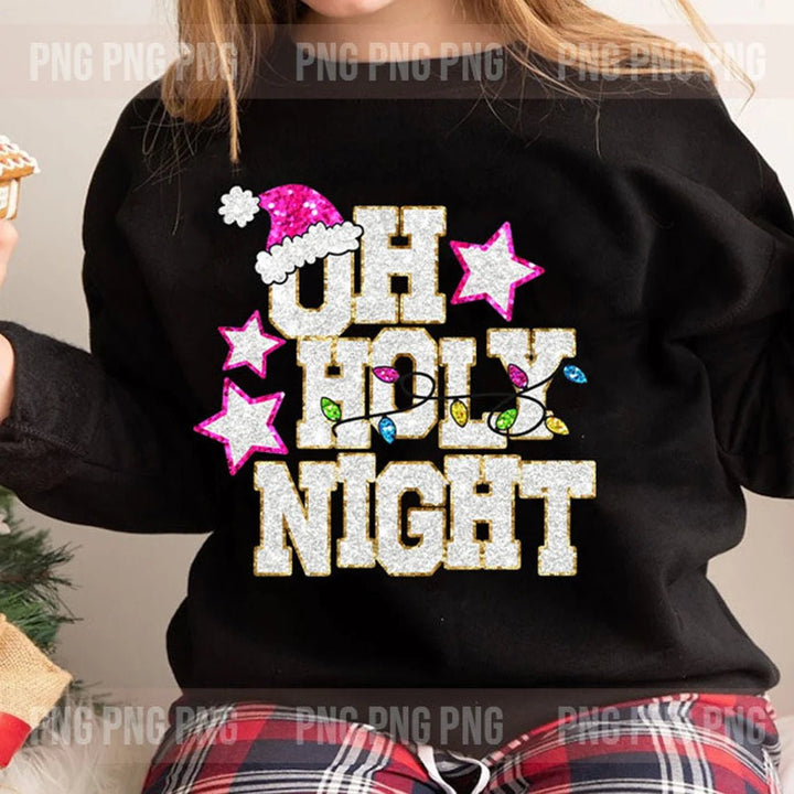 Oh Holly night - DTF Custom Christmas Tees - KT SUBLIMATION, DTF AND MORE LLC