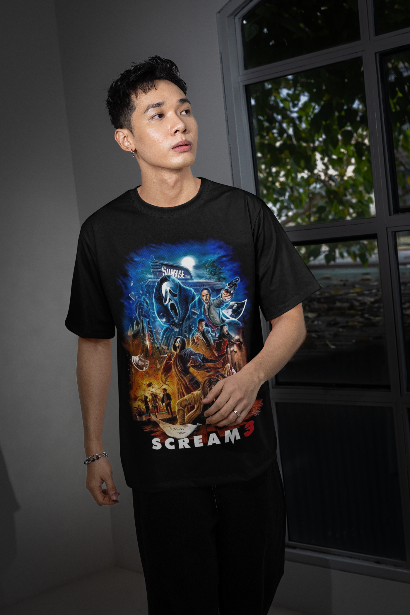 Halloween Transfer – Scary Movie Inspired Ready-to-Press Design for Shirts & Apparel