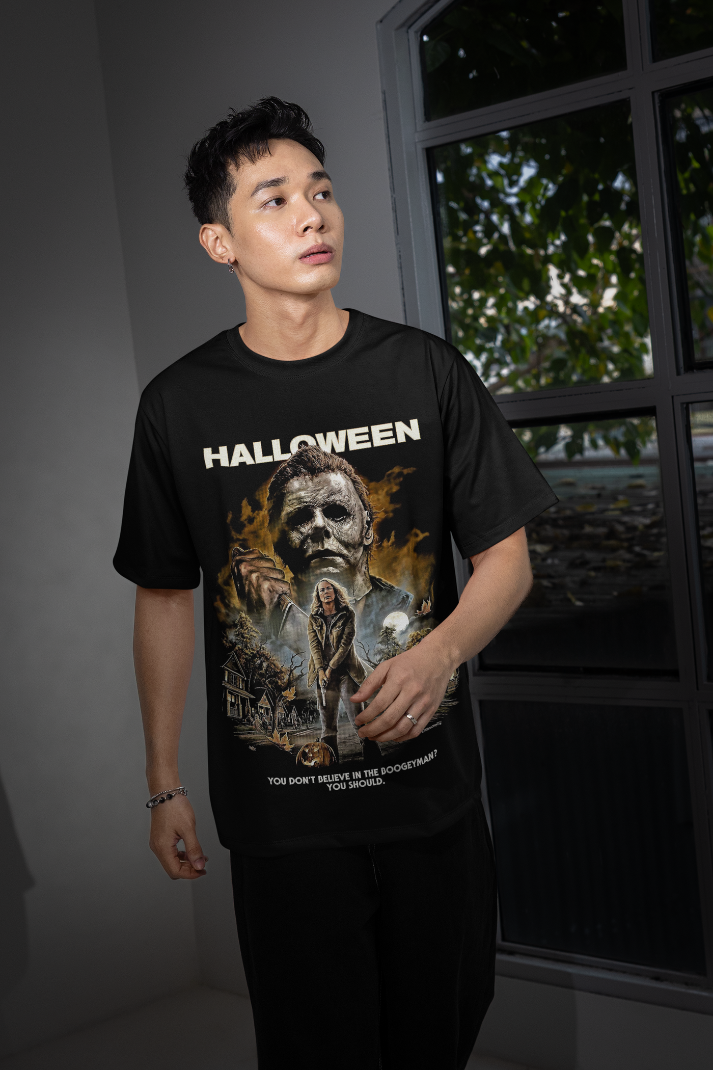 Halloween Transfer – Scary Movie Inspired Ready-to-Press Design for Shirts & Apparel