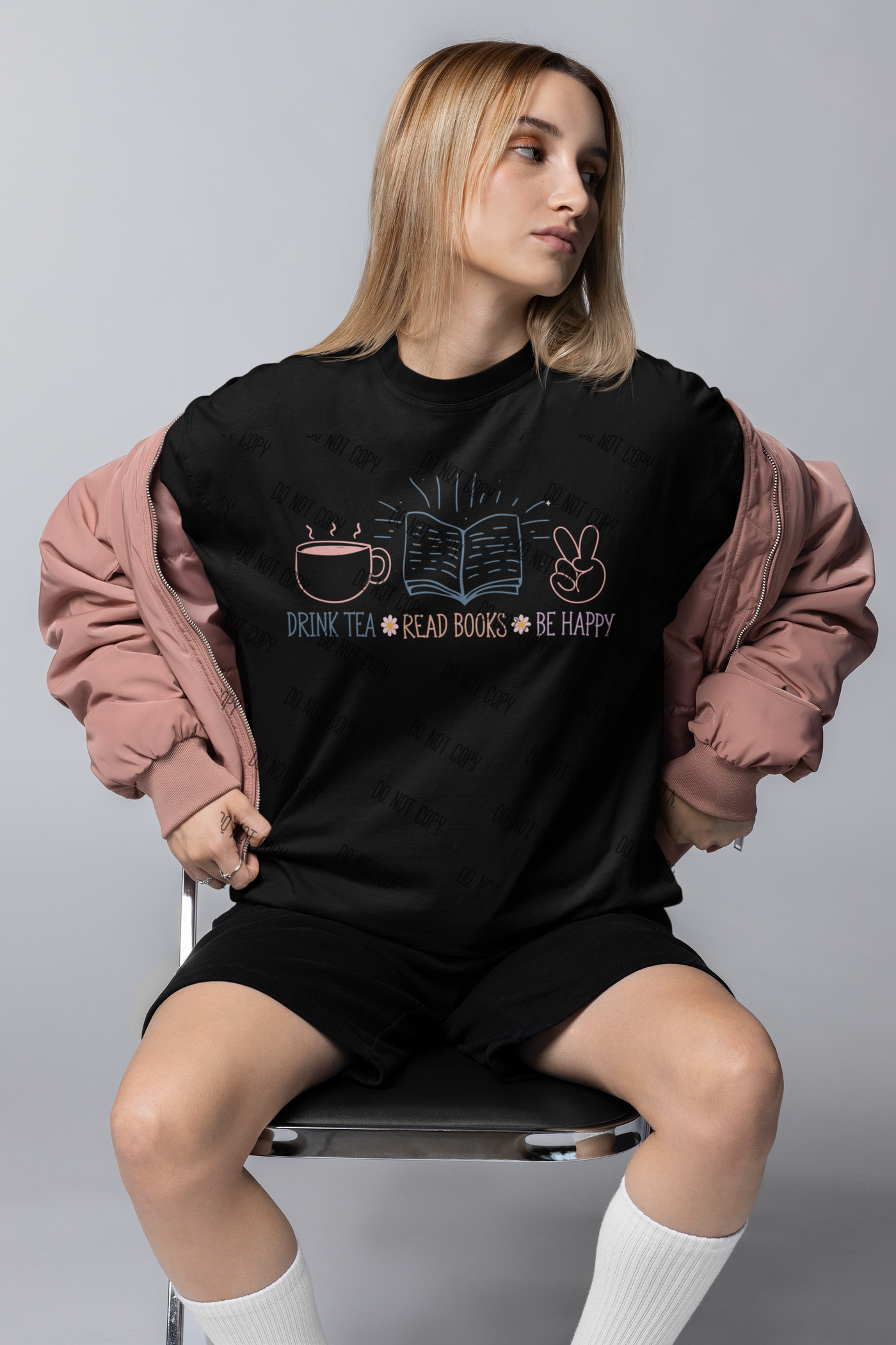 Drink Tea, Read Books, Be Happy DTF Transfer | Cozy Book Lover | Ready-to-Press Heat Transfer