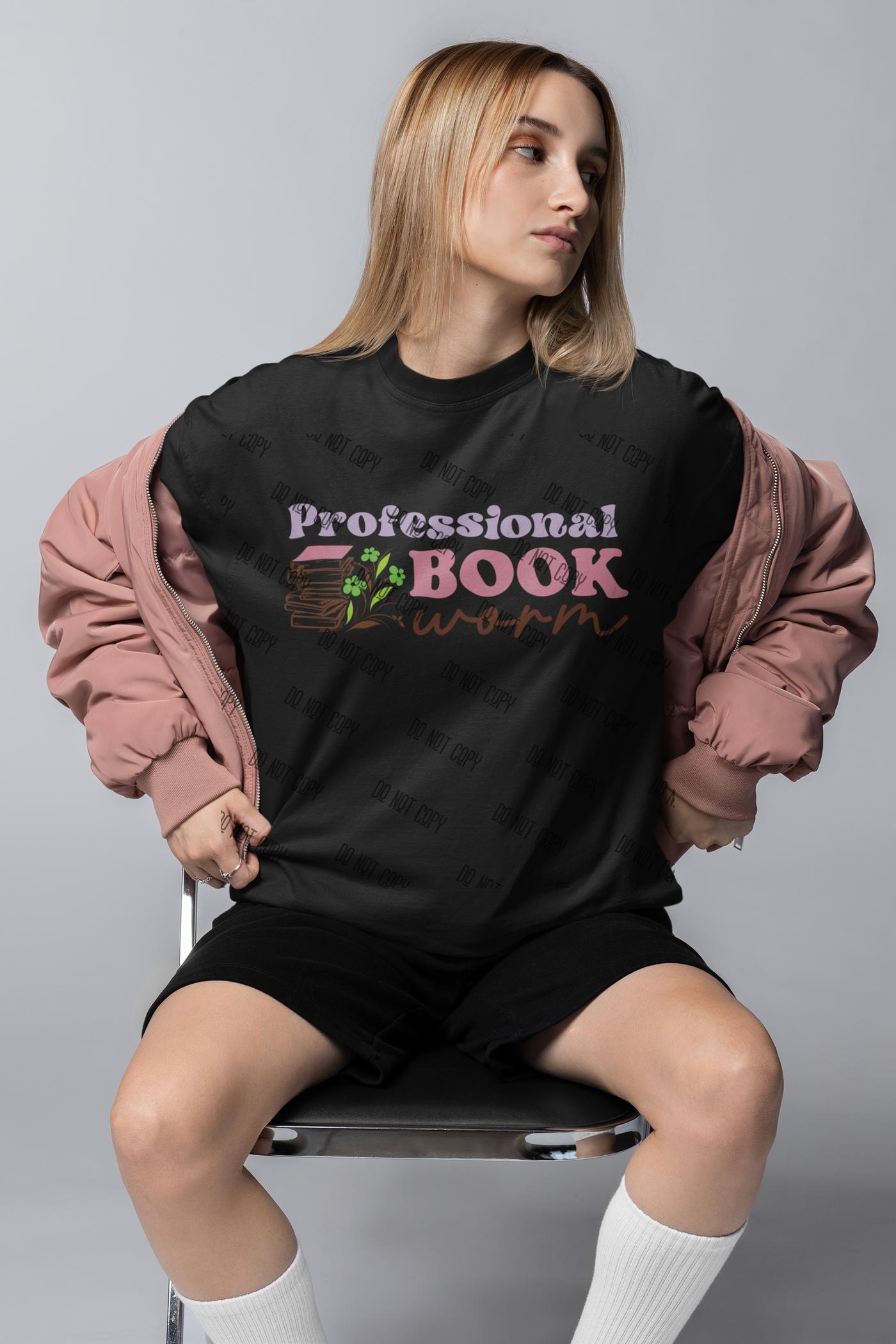 "Professional Bookworm" – DTF Transfer for Book Lovers | Bold & Stylish Print