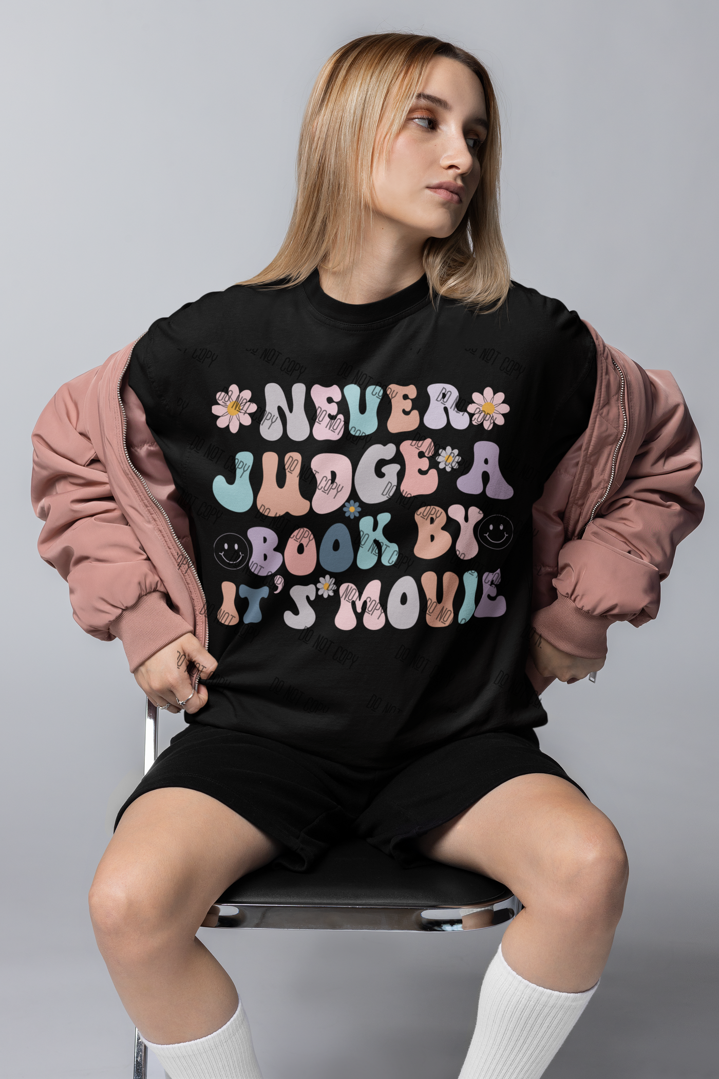 Never Judge a Book by Its Movie – DTF Transfer for Book Lovers | Witty & Fun Design