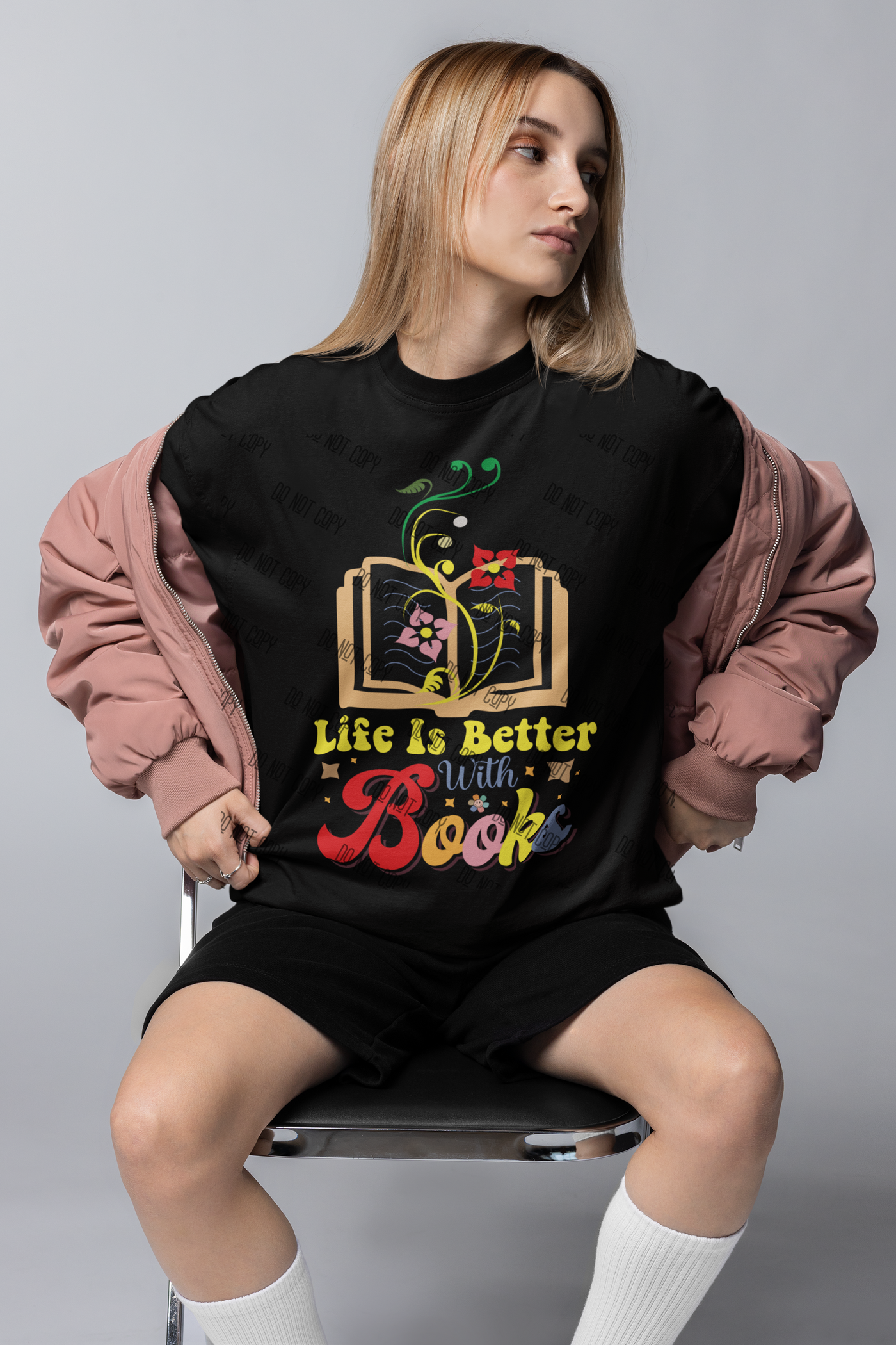 "Life is Better with Books" – DTF Transfer for Book Lovers | Inspirational & Heartwarming Design for Readers