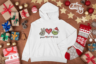 "Peace, Love, Holiday Cheer" Christmas DTF Transfer – Ready to Press! 🎄💚 - KT SUBLIMATION, DTF AND MORE LLC