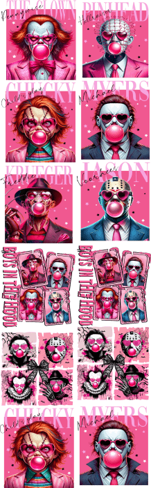 PINK HORROR 1 DTF Transfer, Custom DTF Print, Custom Gang Sheet, Bulk DTF Transfer, Wholesale Dtf PrinT - KT SUBLIMATION, DTF AND MORE LLC