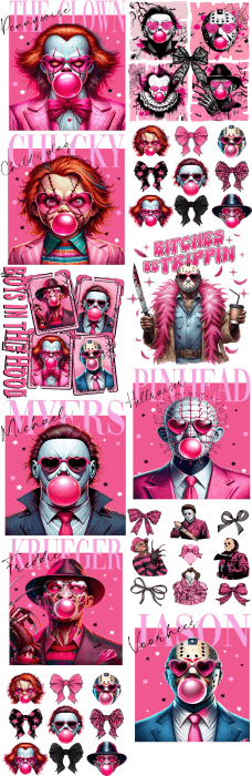 PINK HORROR DTF Transfer, Custom DTF Print, Custom Gang Sheet, Custom Heat Transfer, Bulk DTF Transfer, Wholesale Dtf Print - KT SUBLIMATION, DTF AND MORE LLC