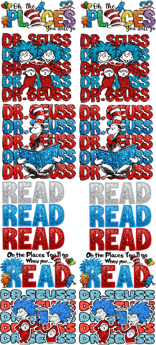 Pre - Made Glitter Dr. Seuss DTF Gang Sheet – Fun & Whimsical Transfers for Custom Apparel - KT SUBLIMATION, DTF AND MORE LLC