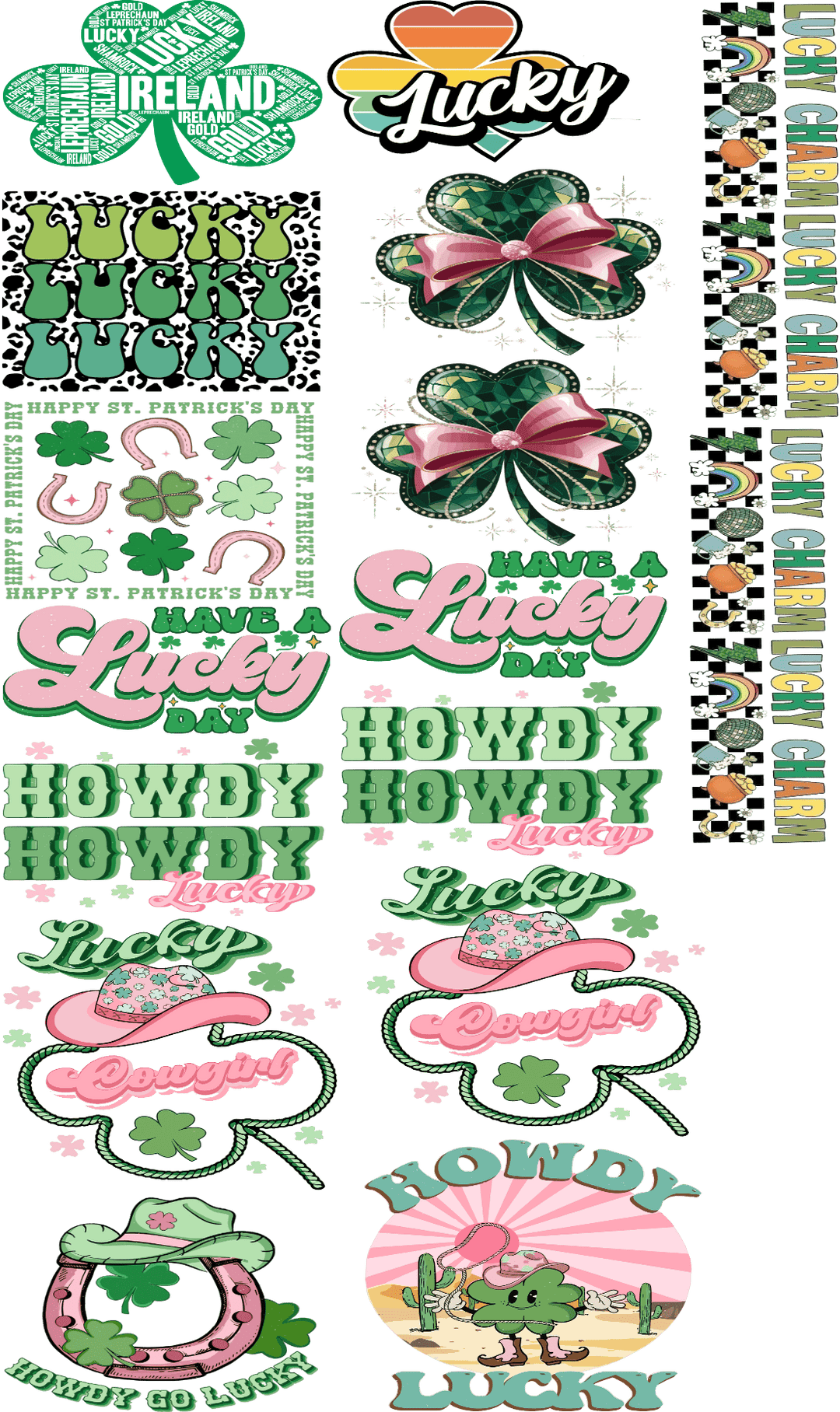 Pre - Made Lucky Transfers for Custom Apparel, St. Patrick’s Day DTF Gang Sheet - KT SUBLIMATION, DTF AND MORE LLC