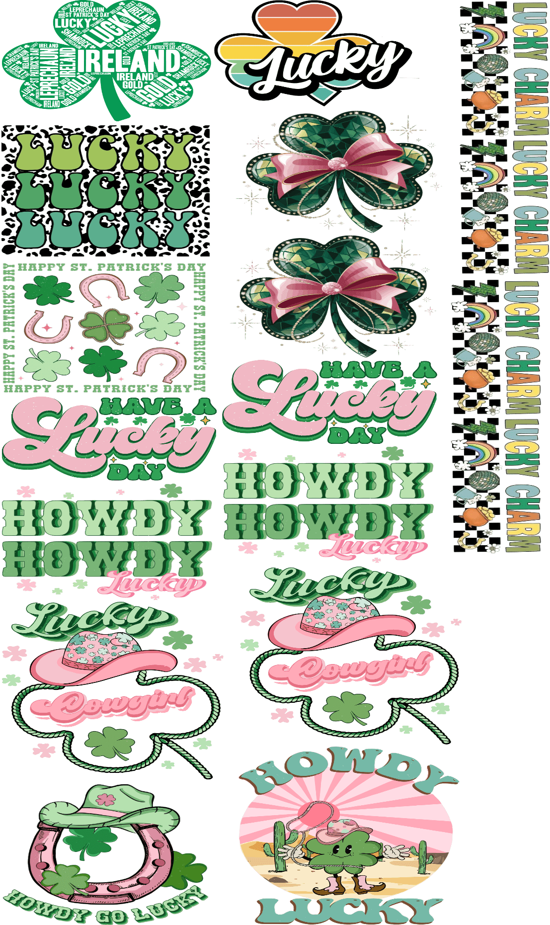 Pre - Made Lucky Transfers for Custom Apparel, St. Patrick’s Day DTF Gang Sheet - KT SUBLIMATION, DTF AND MORE LLC